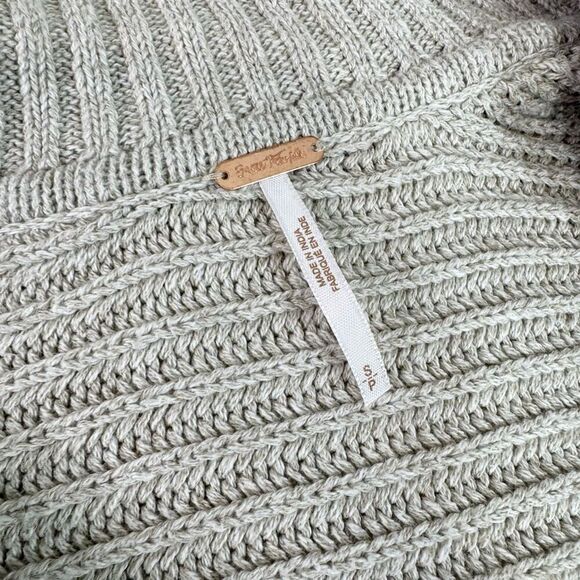 Free People Sweater Womens Small Tan Marlie Deep V-Neck Ribbed Knit Long Sleeve - Picture 5 of 12